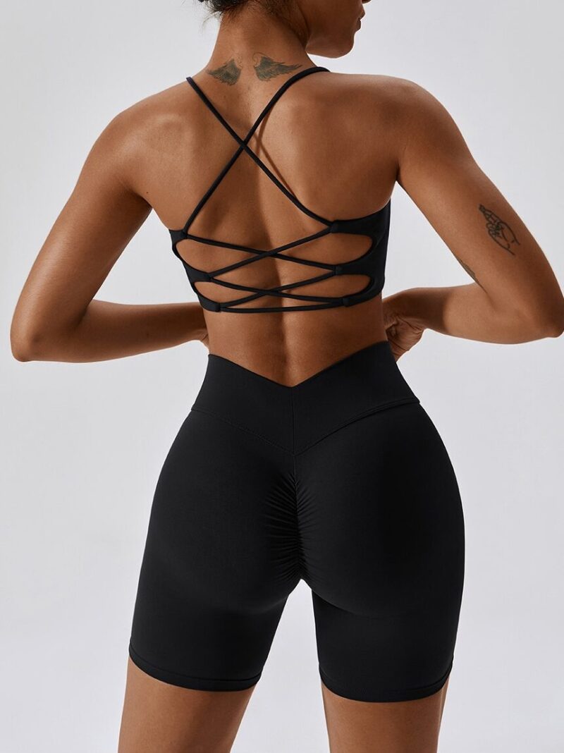 Sensuous Spaghetti Strap Backless Sports Bra: Show Off Your Style and Support Your Workouts!