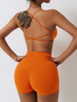 Sexy, Low Impact Backless Padded Sports Bras & Scrunch Butt Workout Shorts Set - Perfect for Yoga, Running, Pilates & More!