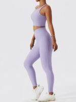 Sexy Open-Back Ribbed Crop Top & High-Waist Pocket Leggings Set - Flaunt Your Curves!