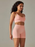 Sexy Seamless Adjustable Sports Bra & High-Waisted Shorts Set - Perfect for Working Out, Yoga, Gym, Running, and More!
