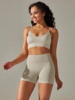 Sexy Seamless Adjustable Sports Bra & High Waisted Shorts Sets - Perfect for Activewear, Gym, Yoga & Running