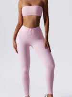 Sexy Strapless Sports Bra & Push Up Elastic High-Waist Leggings Set - Perfect for Working Out or Lounging!
