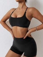 Shape It Up! Low Impact Backless Padded Sports Bras & Scrunch Butt Shorts Set for a Better Workout