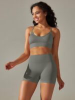 Shape Your Body with Our Seamless, Adjustable Sports Bra & High Waisted Shorts Sets - Get Ready to Sweat!