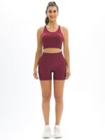 Sizzling Hot Two-Piece Ribbed Racerback Bra & High-Waisted Shorts Set - Show Off Your Curves!