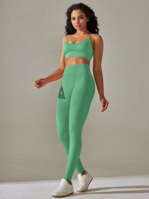 Sleek, Stretchy, & Stylish! Adjustable Sports Bra & High-Rise Leggings Sets for the Active Woman