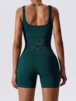 Soft Ribbed U Neck Onesie with Tummy-Sculpting Control for a Flattering Fit
