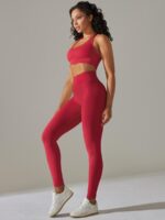 Stay Cool & Look Fabulous in this Halter Sports Bra & High Waisted Leggings Set with Breathable Comfort!
