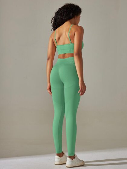 Stay Fit & Fabulous with Seamless, Adjustable Sports Bra & High-Waisted Leggings Sets for Women