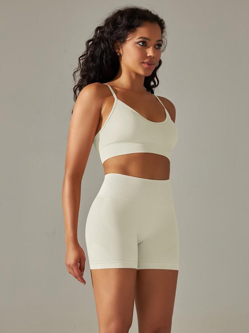 Stylish, Comfy Seamless Sports Bra & High Waisted Shorts Ensembles - Perfect for Working Out or Lounging!