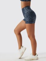 Stylish, High-Rise, Stretchy Leopard Print Yoga Shorts with Scrunch-Butt Detail for Women
