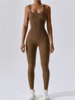 Stylish Ribbed Ankle-Length Bodysuit with Slimming Tummy Control