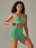 Stylish, Stretchy Seamless Sports Bra & High-Rise Shorts Outfit Combo