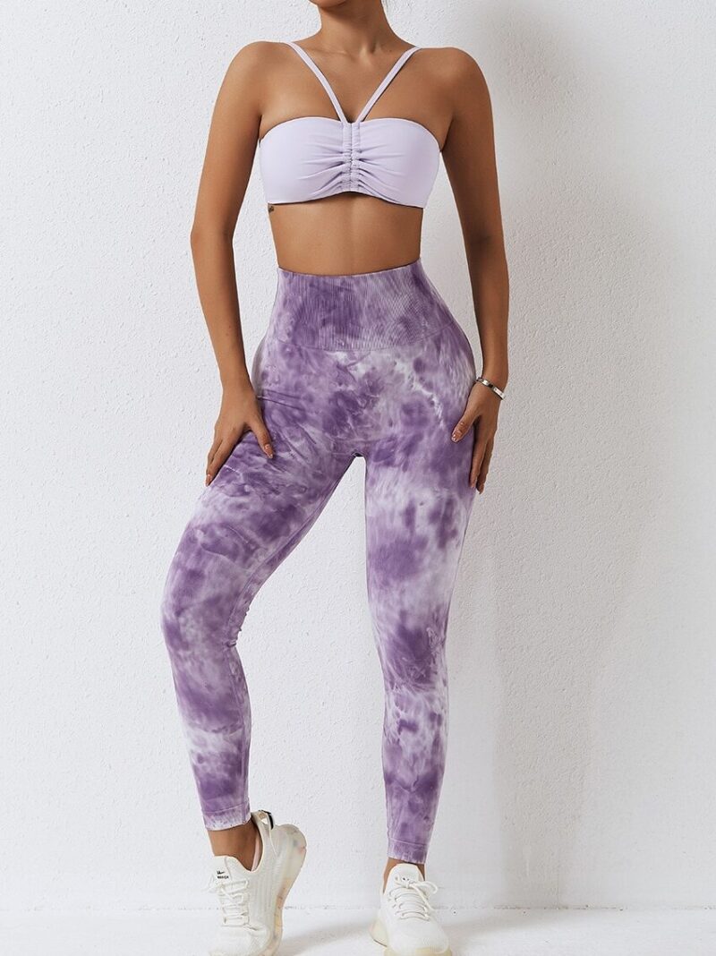 Stylish Tie-Dye Scrunch Butt Leggings with High Waistband - Seamless for Comfort and Flattering Fit