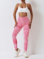 Stylish Tie-Dye Seamless High-Waisted Workout Leggings with Scrunch Booty Design
