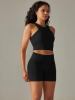 Stylish & Comfy Seamless Racerback Sports Bra & High Waisted Shorts Sets: Perfect for Your Activewear Needs!