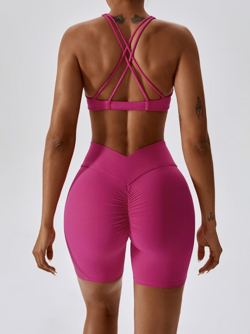 Sultry Criss-Cross Halter Activewear Bra with Flirty Criss-Cross Front Detail