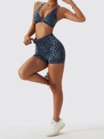 Sultry Leopard-Print High-Waisted Elastic Yoga Shorts with Flattering Scrunch-Butt Detail
