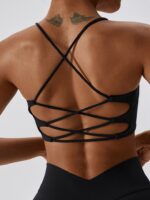 Sultry Spaghetti Strap Backless Sports Bra - Luxuriously Soft & Supportive for Active Women