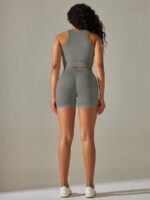 Sweat-Wicking Seamless Racerback Sports Bra & Flattering High Waisted Shorts Sets - Perfect for Working Out and Relaxing in Comfort and Style!