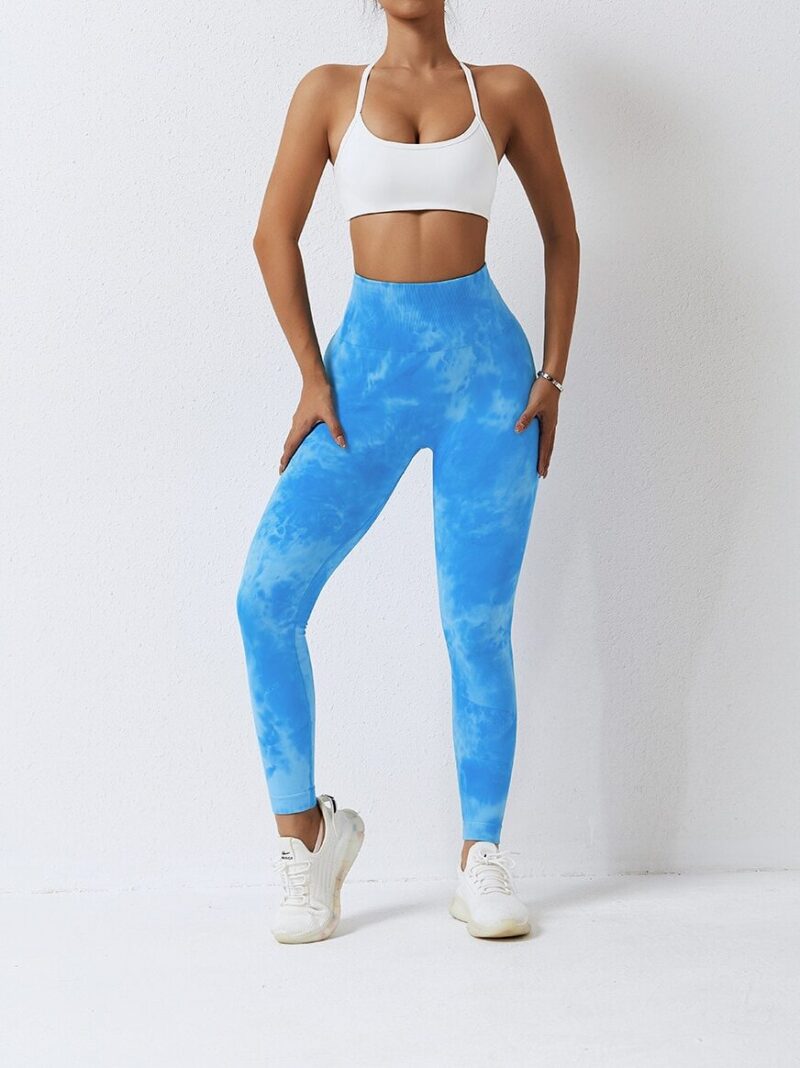 Trendy Tie-Dye High-Waisted Seamless Leggings with Scrunch Butt Detail - Perfect for Yoga, Gym, and Lounging!
