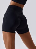Vibrant V-Neck High-Rise Scrunch Butt Shorts with Handy Pockets