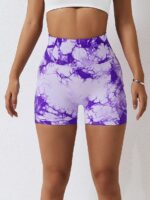 Vinyasa Flow Tie Dye High Waisted Shorts with Scrunch Bum Detail - Sexy Summer Look