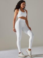 Womens Activewear Set: Halter Sports Bra & High Waisted Leggings with Breathable Softness & Comfort
