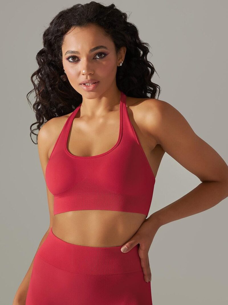 Womens Backless Halter Sports Bra with Breathable Mesh Technology for Maximum Comfort and Support During High-Intensity Workouts