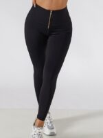Womens Compression Tummy Tuck Athletic Pants with Zipper Pockets - Slimming, High Waist, Supportive Workout Leggings