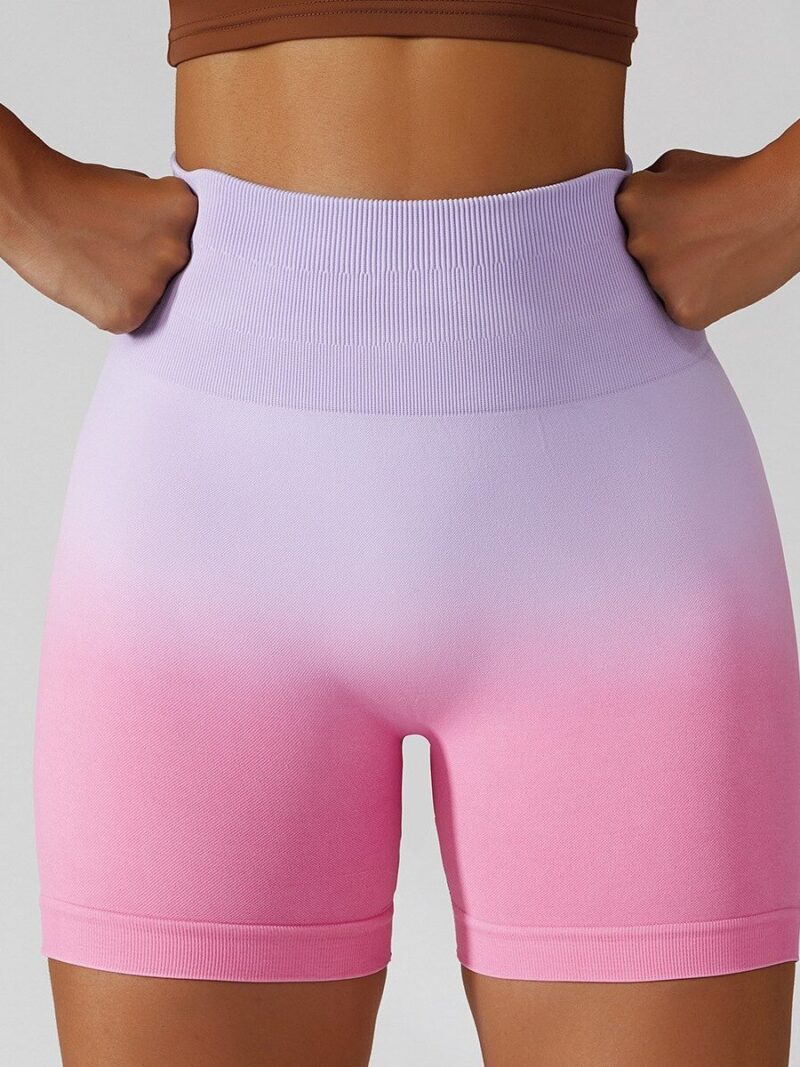 Womens Gradient High Waist Yoga Shorts with Scrunch Bum Detail - Perfect for Activewear and Working Out!