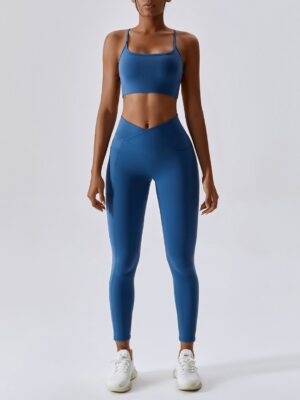 Womens Sexy Scrunch Butt Leggings & Low Impact Cross-Back Sports Bra Set - For Yoga, Running, Gym, and Workouts - Stylish & Comfortable Activewear for All Body Types.