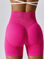 Womens Stretchy Booty-Enhancing High-Waisted Scrunch Butt Lifting Seamless Yoga Shorts