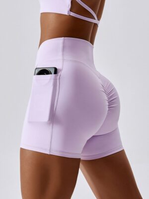 Womens V-Cut Booty-Lifting High-Waisted Scrunch Back Shorts with Pockets - Get That Bootylicious Look!