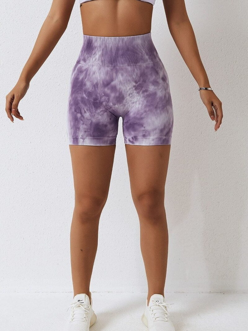 Yoga Shorts with High-Waisted Tie-Dyed Design, Push-Up Scrunch-Butt for a Mindful, Curvy Look - Mindful Essence