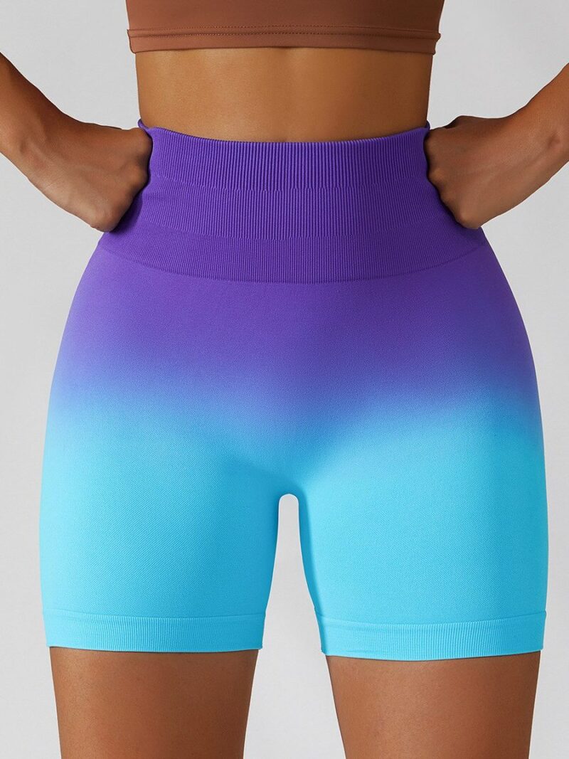 Yoga Shorts with a Scrunch Bum and Gradient High Waist - Perfect for Working Out!