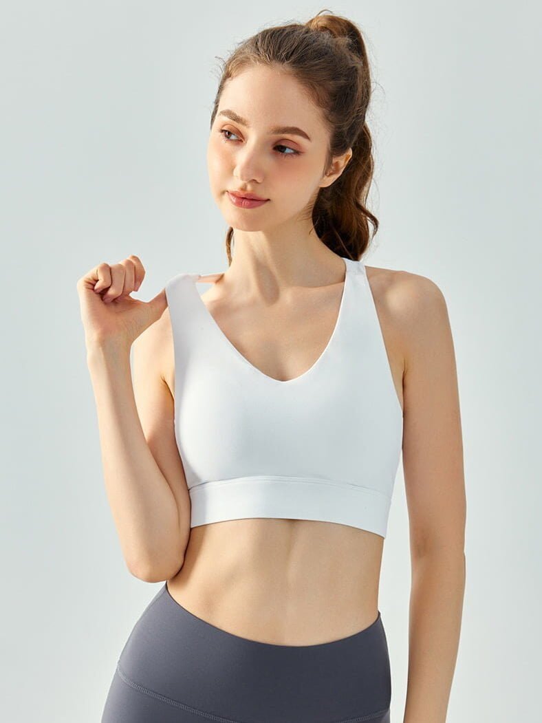 Alluring Backless Sports Bra with Y-Shaped Accent