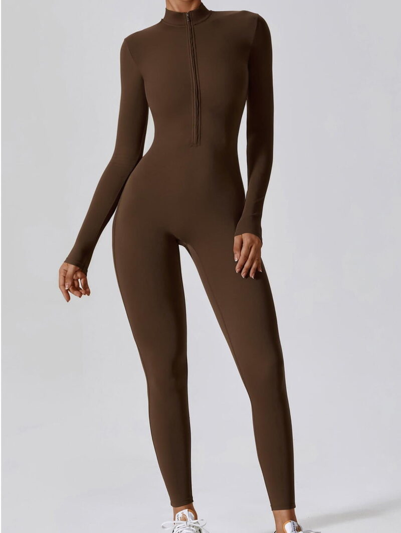 Ankle-Length Onesie with Long Sleeves & Zipper Closure