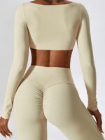 Fashion-Forward Long-Sleeve Cropped Top with Integrated Supportive Bra