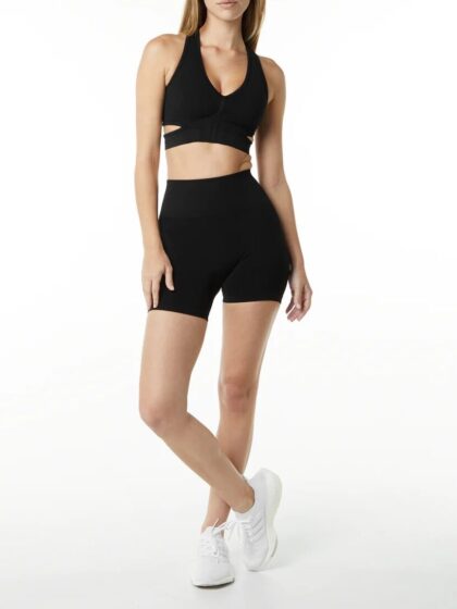 Feel the Power of Comfort and Support with this High Impact Sports Bra & High Waist Yoga Shorts Set