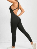 Flaunt Your Curves in This Sexy Backless Zip-Up Scrunch Butt Yoga Jumpsuit - Ankle Length