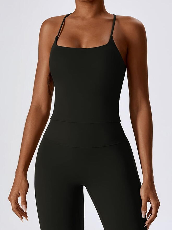 Flaunt Your Figure in this Sexy Spaghetti Strap Tank Top with Built-in Supportive Bra