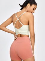 Flaunt Your Form: Stylish Scrunch-Top Cross Back Sports Bra for Maximum Movement and Support