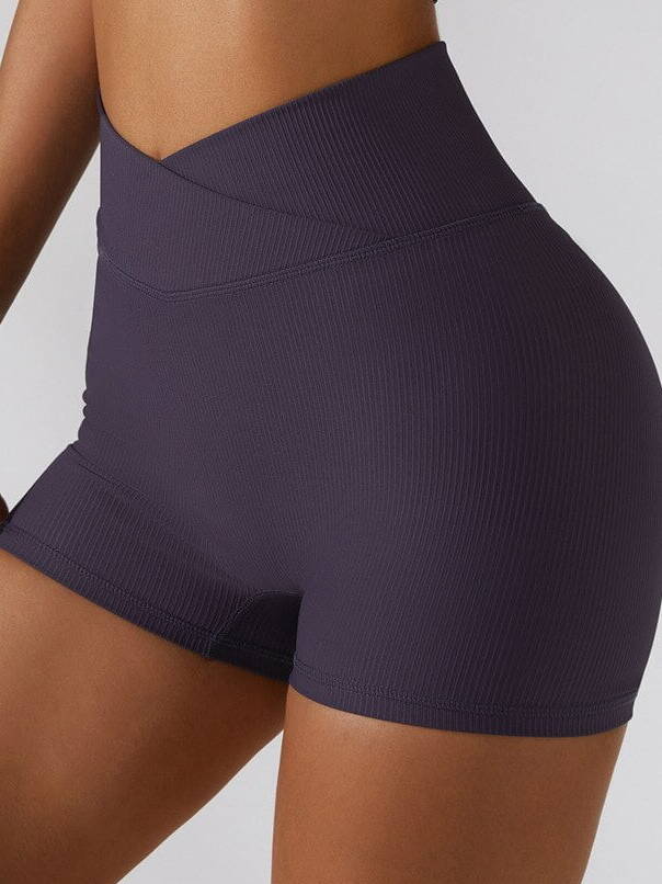 Flexible Ribbed V-Cut Gym Shorts with Elastic Waistband | Activewear for Yoga, Running, and Exercise | Trendy, Comfortable, and Stylish Workout Bottoms