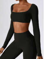 Flirty Long-Sleeve Cropped Top with Supportive Built-In Bra