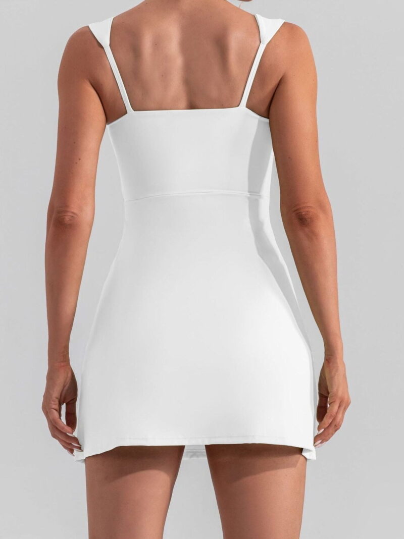 Golf-Ready Flair: Square-Necked Backless Tennis Dress