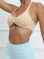 High-Impact Sports Bra with Scrunchy Halter Neck and Removable Padding