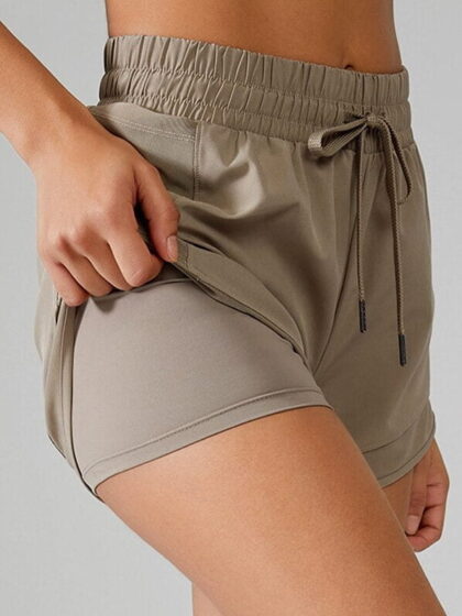 High-Waisted Double-Layered Shorts with Pocket