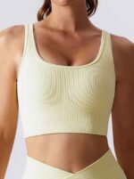 Look & Feel Sexy in This Alluring Ribbed Backless Strappy Sports Bra - Perfect for Working Out or Lounging Around!