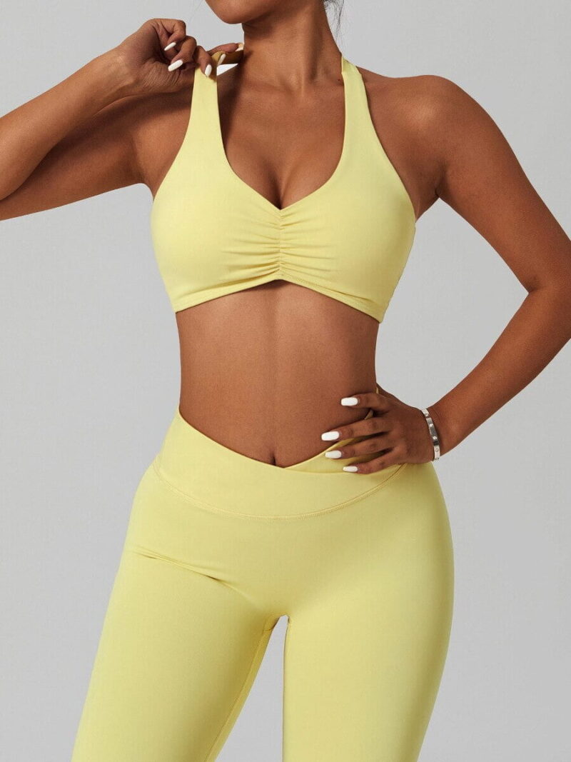 Look and Feel Sexy in our Halter Neck Scrunch Sports Bra - Perfect for Working Out!